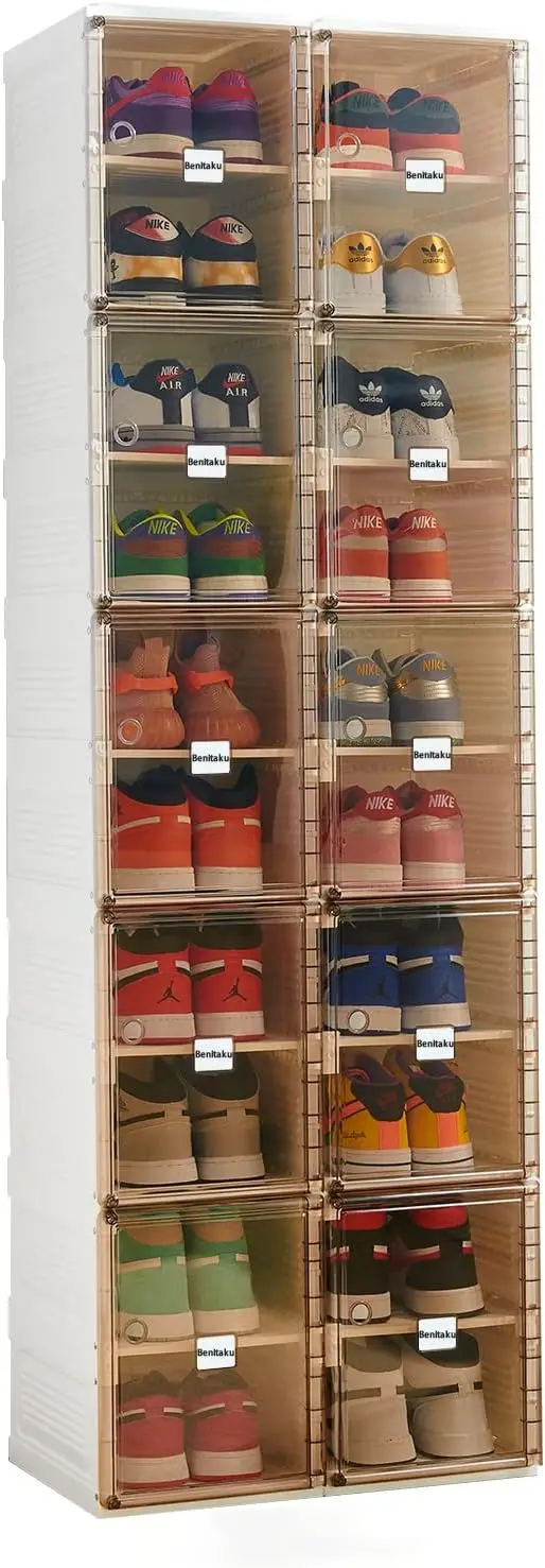 Shoe Storage Organizer - Foldable Cabinet with Doors - Easy to Install - 20 Shelves