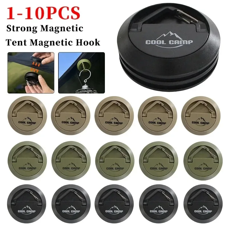 1-10PCS Outdoor Magnetic Tent Hook Portable Multi Purpose Camping Ceiling Buckle Clamp Suction Cup Rope Retainer Lamp Hanger
