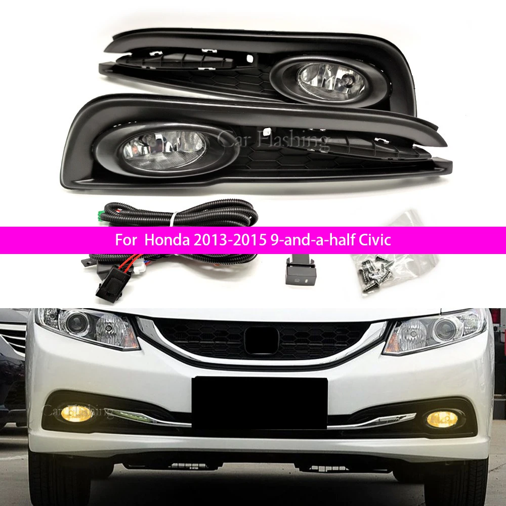 

For Honda Civic 9.5 Gen (2013-2015) Complete Fog Light Kit - ABS Bezels, LED Fog Lamps, Impact-Resistant, Wiring Harness