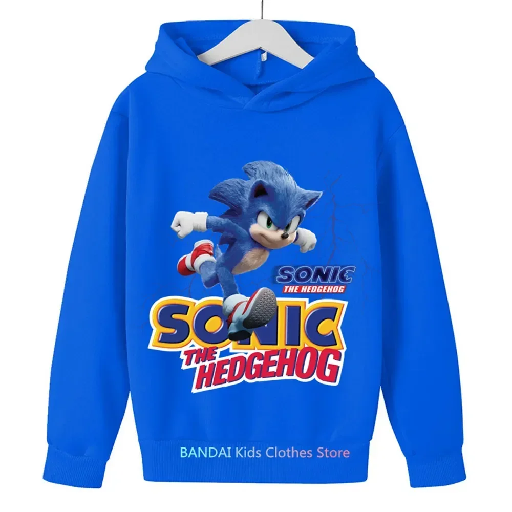 

2025 Hot Super Sonic Hoodies Cartoon Print Pullovers Baby Kids Boys Girls Children Long Sleeves Sweatshirt Clothing Streetwear
