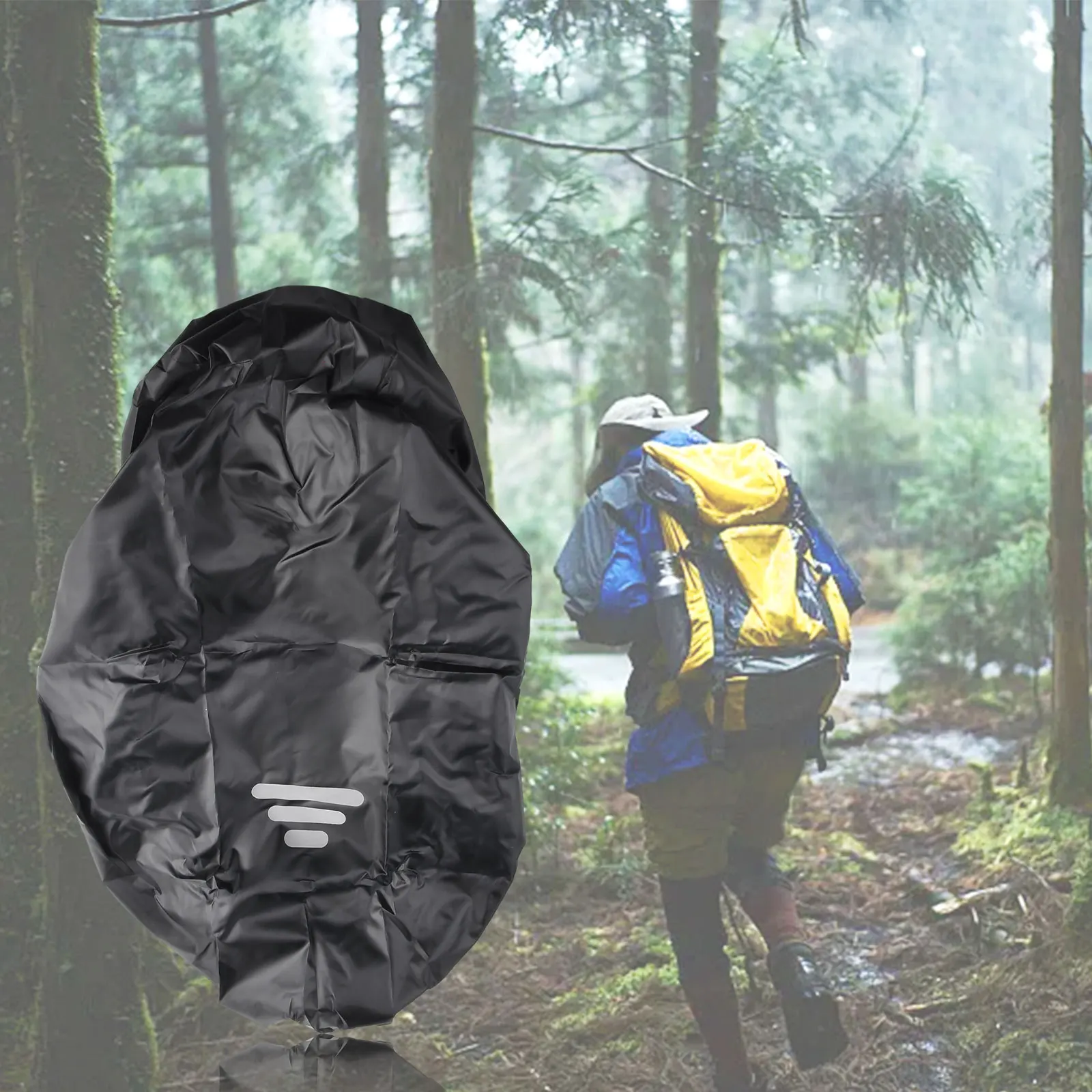 

Outdoor Rain Cover Reflective Waterproof Dust-proof Night Polyester Raincover Case Wide Tape 5 Size Backpack Black