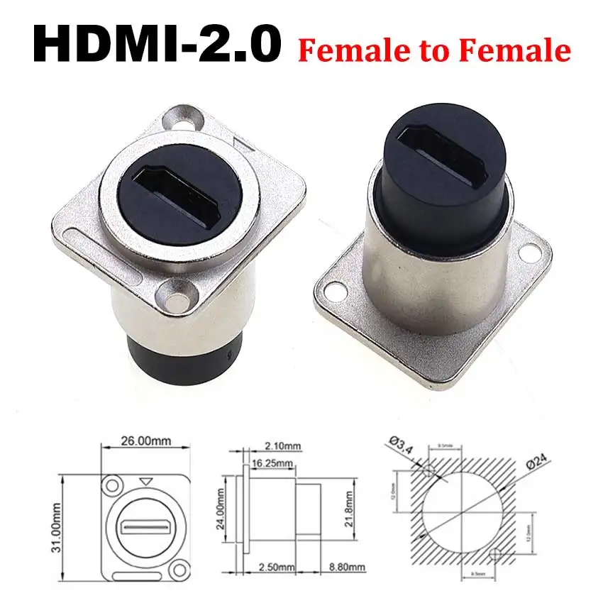 RJ45 USB 2.0 3.0 HDMI-2.0 Type-C Jack Metal D Type Module Connector Data Network Extension Transmission Network Interface Panel view 3