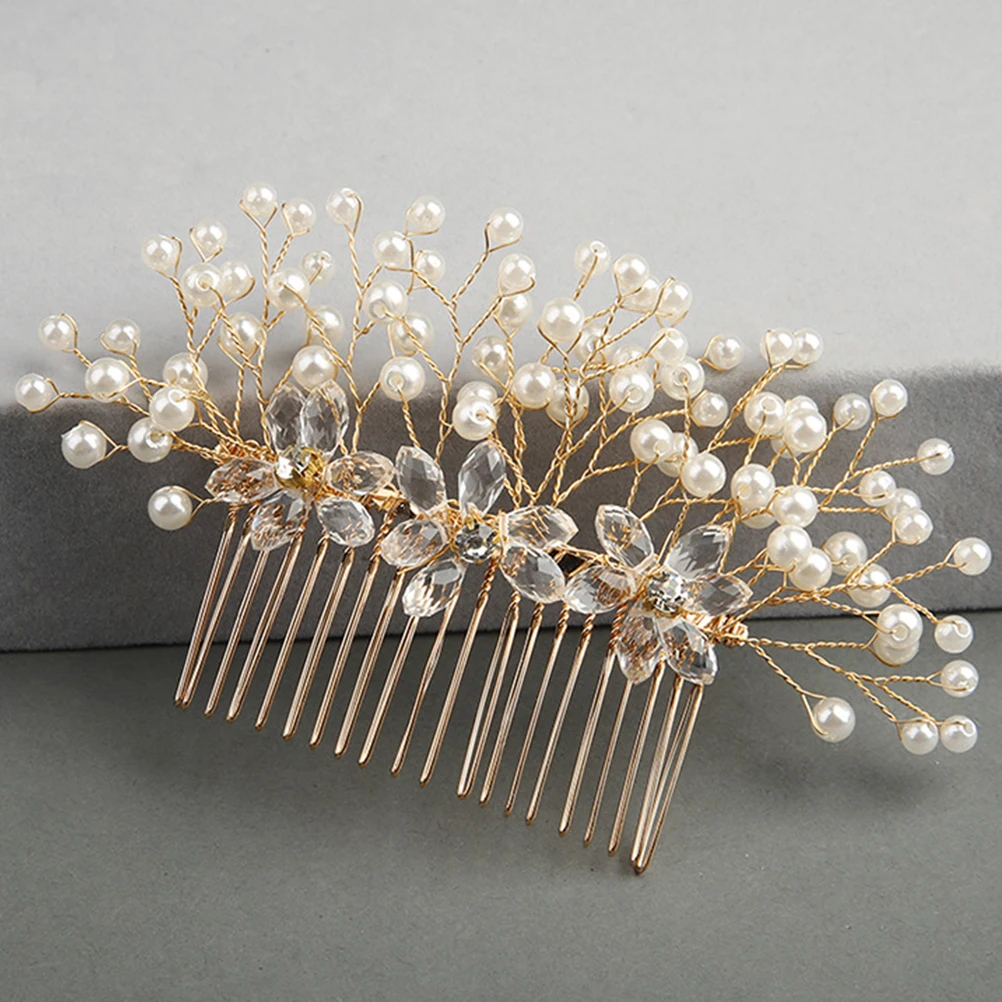 

Pearl Flower Hair Comb Elegant Crystal Design Wedding Bridal Accessory Headdress for Bride Party Prom Accessories