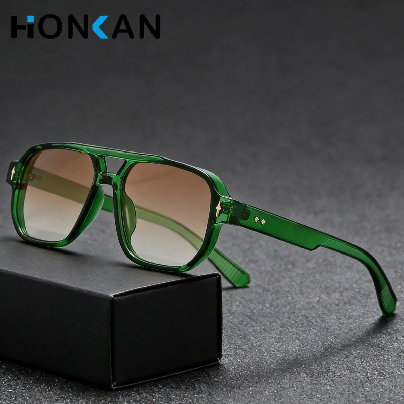 Oculos-de-sol-quadrados-vintage-2026-com-ponte-dupla-para-homens-lentes-verdes-oceano-da-moda-protecao-uv400-Oculos-femininos-com-rebites-em-tendencia