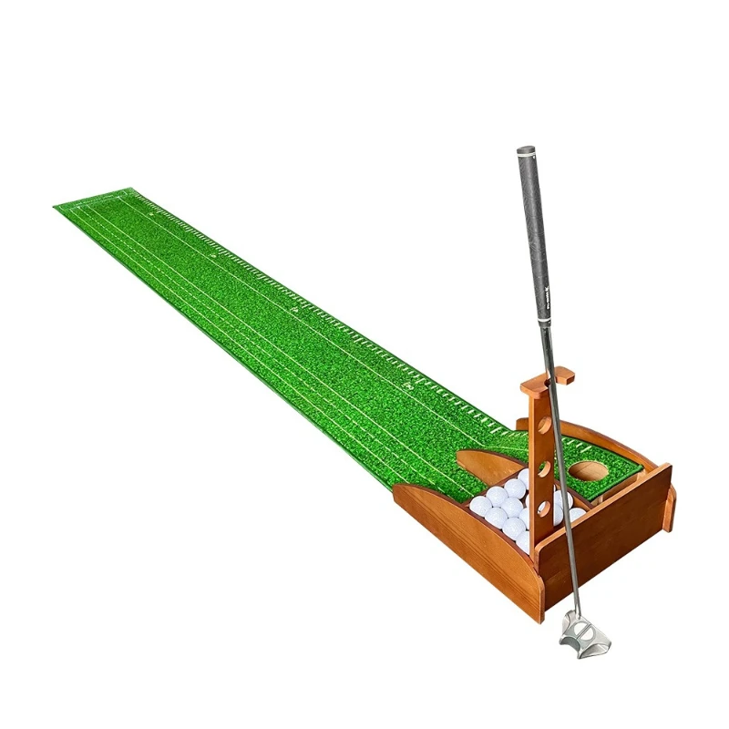 

Indoor ball return device Solid wood putter practitioner Automatic ball return Office putter training Rubber sole high gear