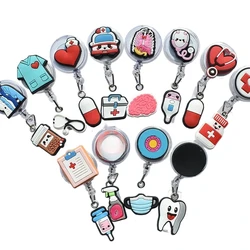 Retractable ID Card Holder Key Ring Key Chain Holders Retractable Badge Reel with Card Holder Reel Clip for Office Name Tags
