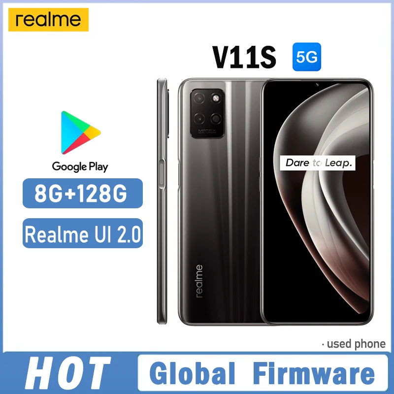 OPPO realme V11s 5G Global firmware MTK Dimensity 810 realme ui 2.0 6.5 inch Dual SIM 8GB 128GB Main camera 13MP Used Phone