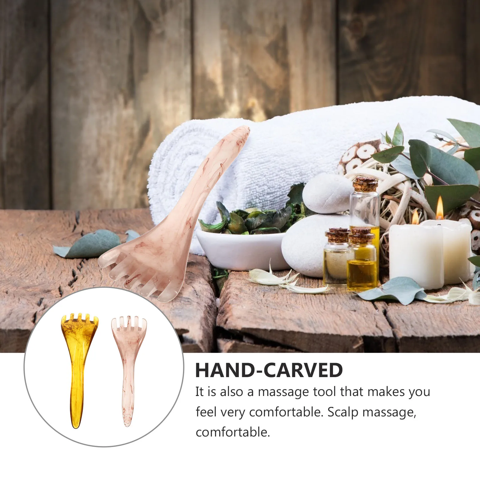 

2pcs Beeswax Massage Combs Scalp Massager Resin Comb Hair Scraping Muscle Relaxing Tool Body Skin Care Parent Gift