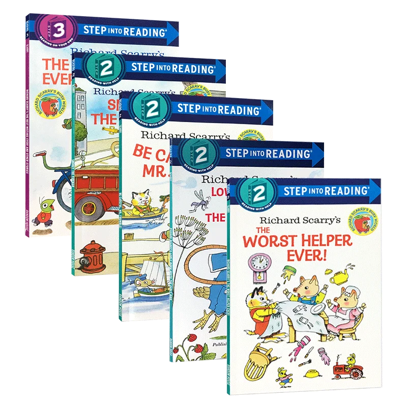 

5books/set Step into Reading Richard Scarry, Children's books aged 3 4 5 6, English picture books, 9780385384490