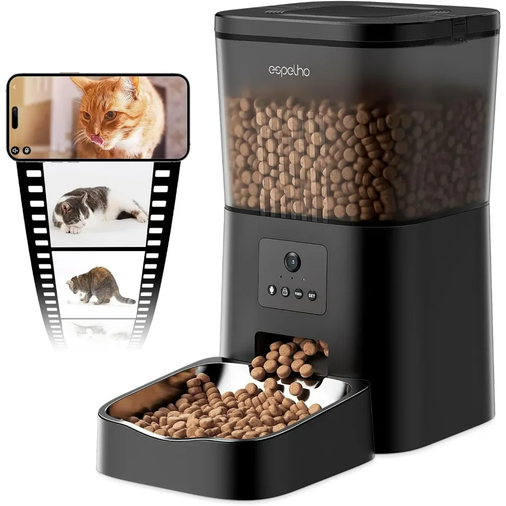 

Automatic Cat Feeders,Pet Feeder with Voice Recorder& Motion Detection- 2.4G WiFi Smart App,Control Auto Feeder