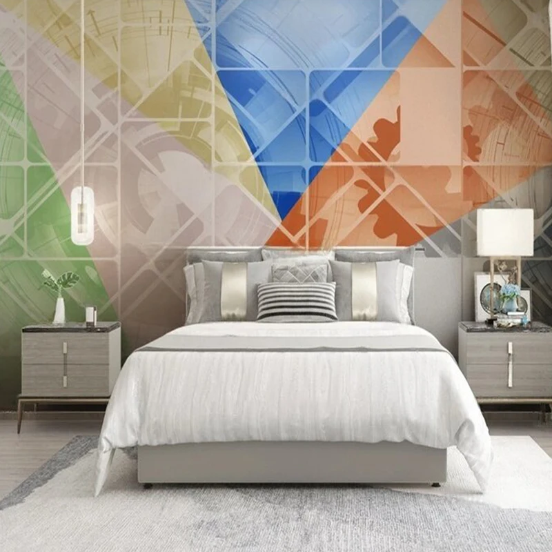 

Modern Abstract Colorful Geometric Pattern Wallpaper Custom Wall Mural for Interior Wall Decor Design TV Living Room Background