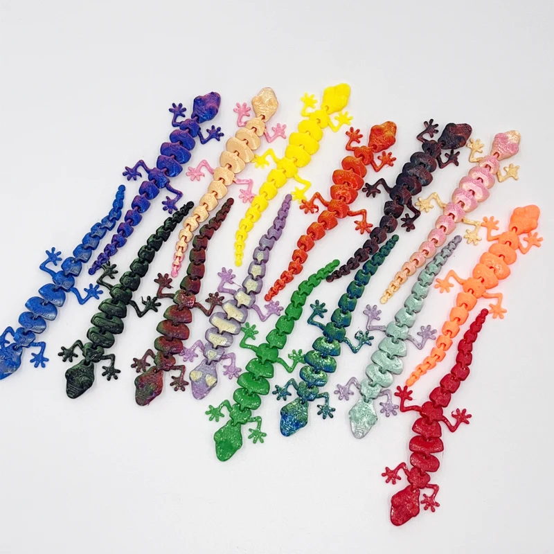 30PCS 3D Printed Gecko with Movable Joints - Fun Desk Toys, Random Colors, Cool Gift for Kids & Collectors