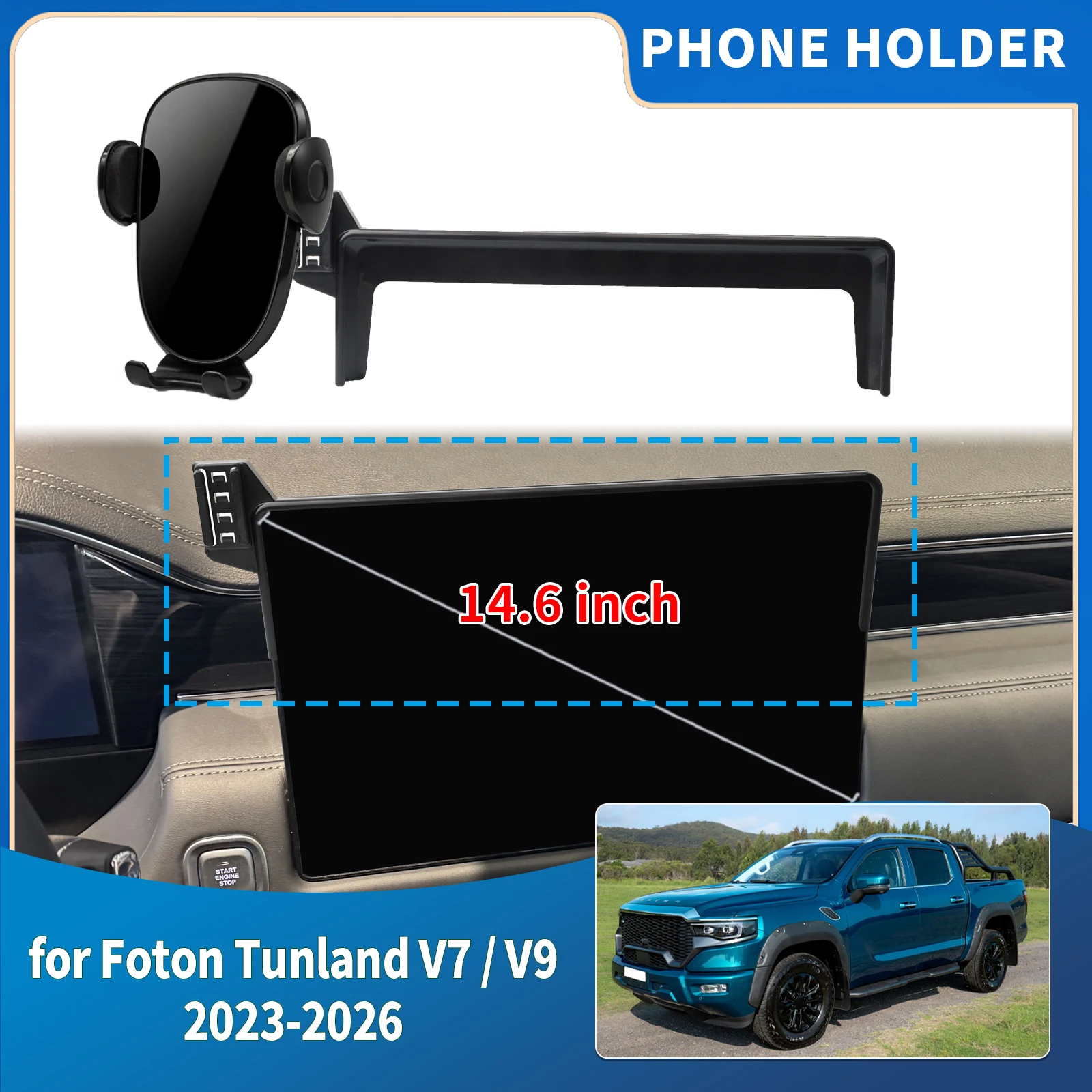 for Foton Tunland V7 / V9 2023 2024 2025 2026 LHD 10.1 / 14.6inch Integrated Screen Mount Phone Holder Mount Car accessoires