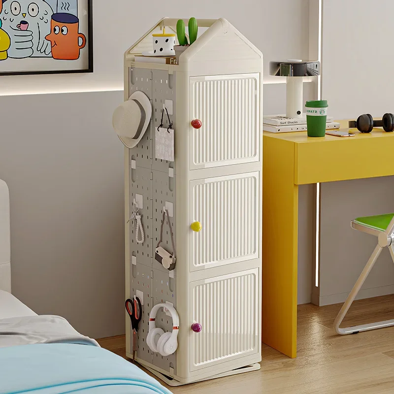 Children's rotating bookshelf Shelf Floor-to-ceiling removable bookcase Snack toy locker Book