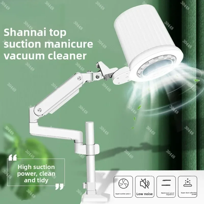 SN-D2 Professional Nail Dust Collector German Motor with LED Light 2 in 1 Vacuum Extractor Strong Suction Fan for Manicure Salon