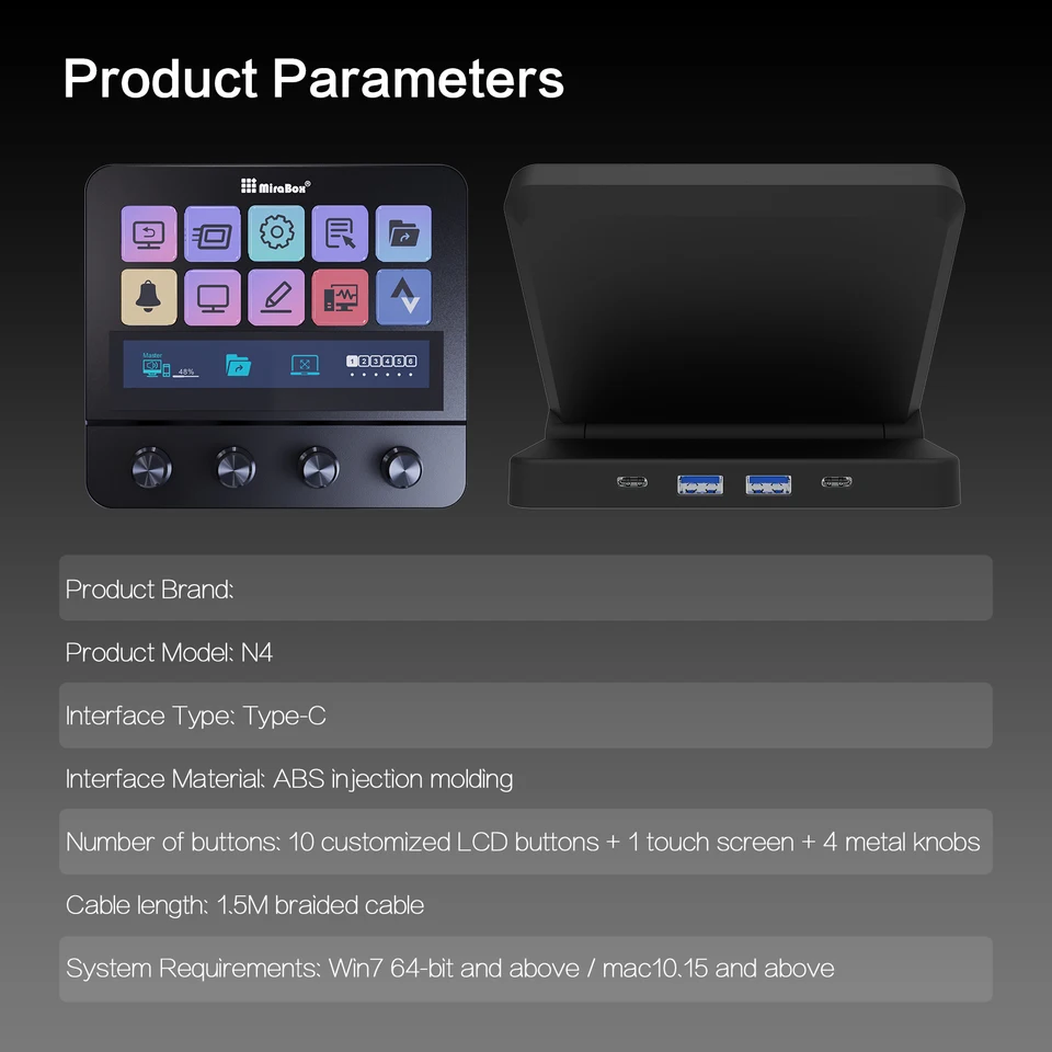 Mirabox N4 Stream deck 10 LCD Keys Button Live Console Mini Keypad