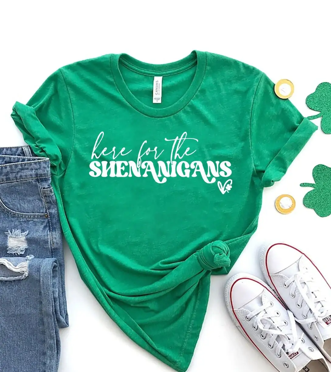 Here For The Shenanigans T Shirt Prone To And Malarkey St Patricks Day Lucky Shamrock Irish Patrick