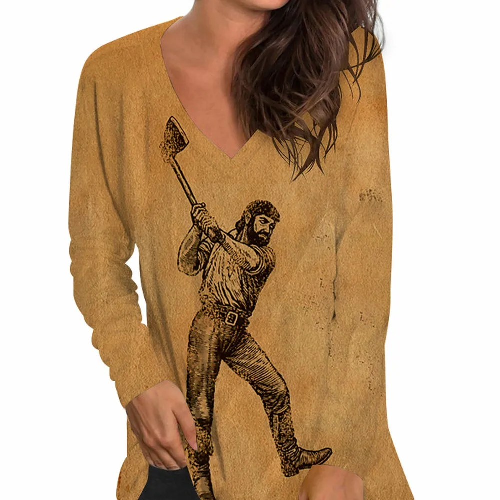 

Autumn Winter Long Sleeves Korean Fashion V-neck T-shirt For Women Floral Print T-shirts Ladies Casual Top Tee Woman Clothes