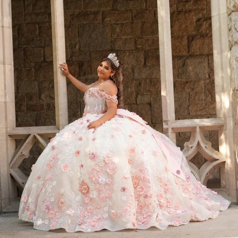 Lorencia Roze Quinceanera Jurk Korset Baljurk 3d Bloem Gelaagde Appliques Kralen Zoete 16 15 Jurk Vestidos De 15 Anos Yqd227