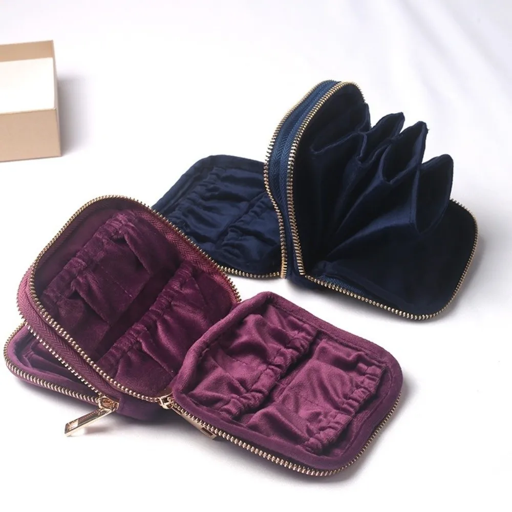 Double Layer Jewelry Pouch for Travel Soft Velvet with Separate Compartments Jewelry Organizer Small Portable Jewelry Case