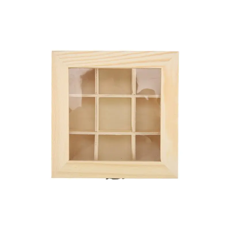 Y50A-Tea Storage Box With 9 Compartments, Transparent Glass Top, Multifunctional Storage Box That Can Store Various Tea Bags Dur