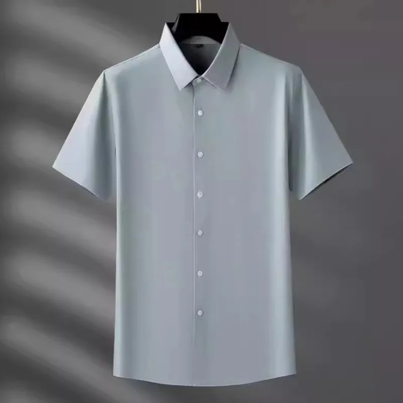 Men's 2025 New Summer Fashion Urban Light Business Leisure Versatile Thin Ice Silk Cool Breathable Slim Solid Color Polo Shirt