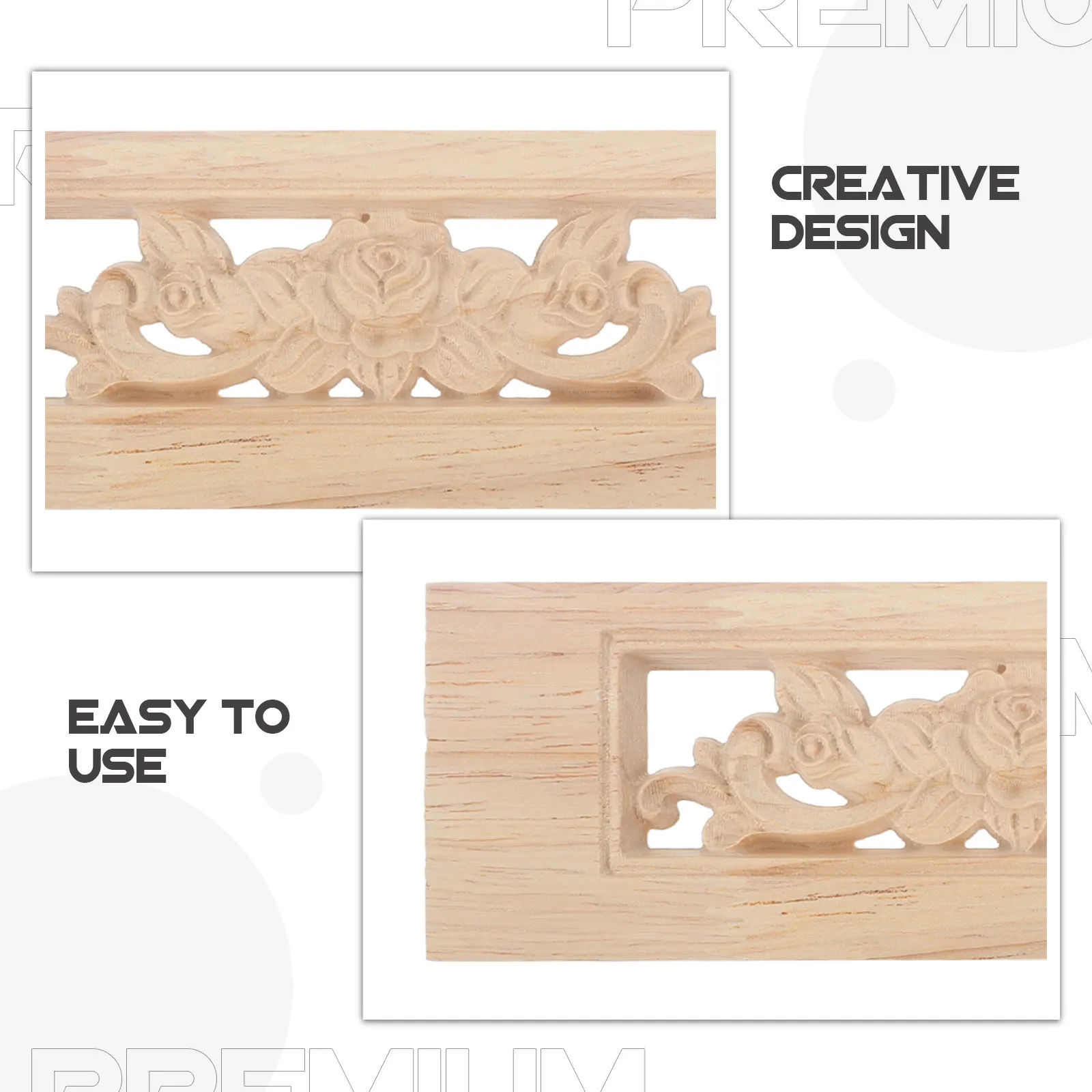 Wood Carved Applique Rectangle Furniture Onlay Unpainted Decor for Cabinet Dresser Door Wardrobe 7 x 2 Inch