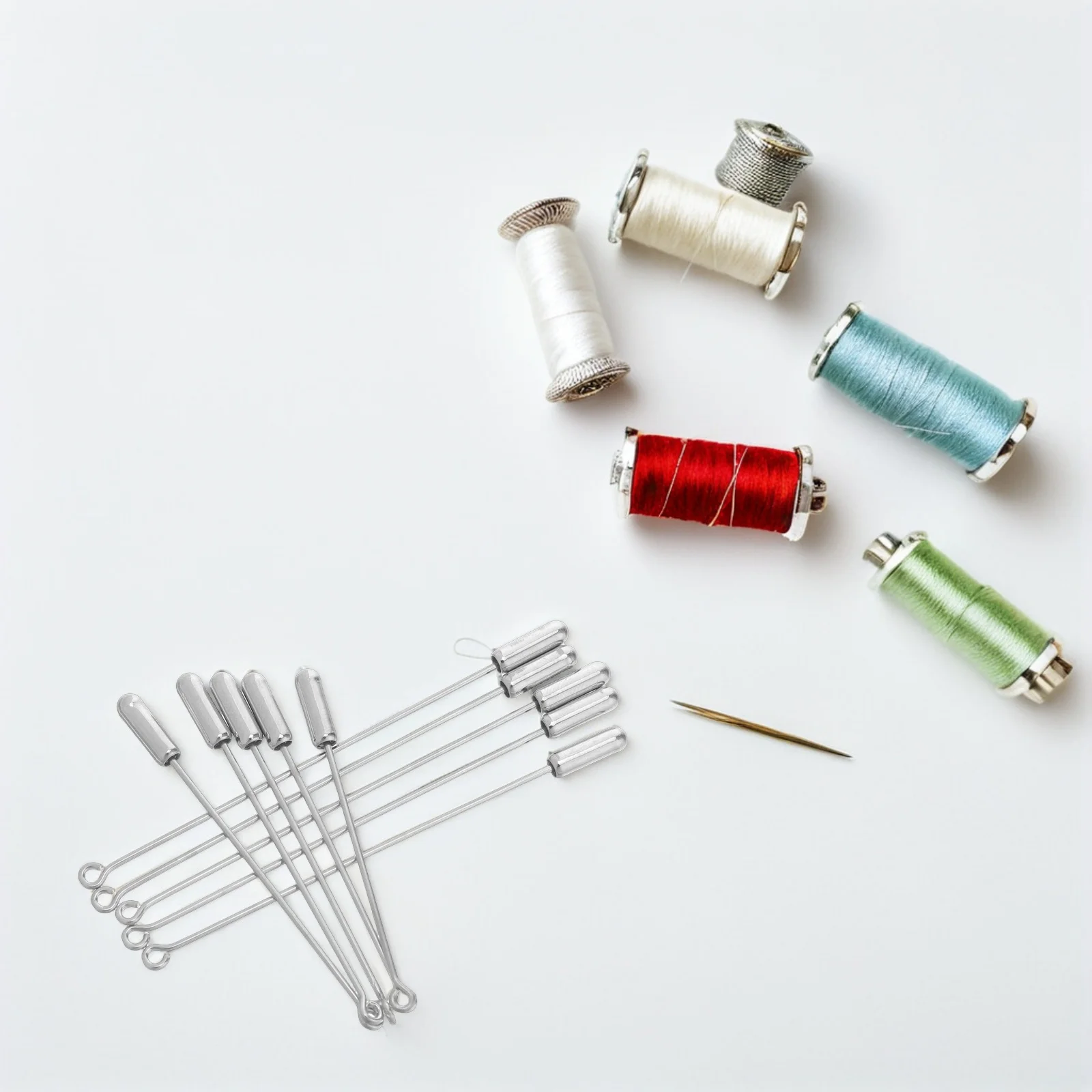 

40 Pcs DIY Accessories One-line Pin Collar Needle Miss Copper Brooch Stick End Cap
