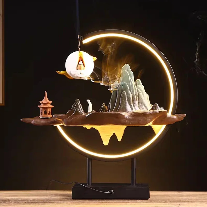 Miniature Mountain Backflow Incense Burner Zen Rockery Aroma Diffuser Chinese Tea Ceremony Decor Personalized Entryway Decor
