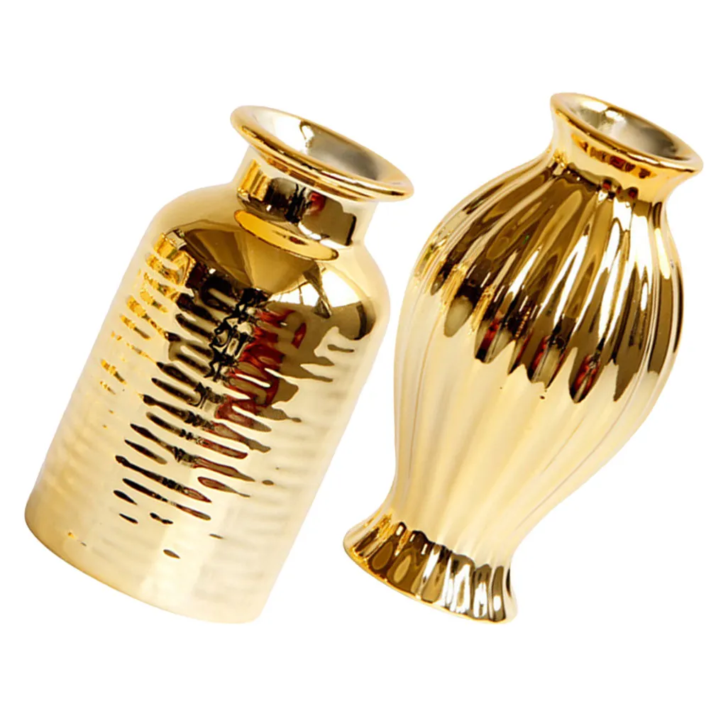 2Pcs Nordic Style Ceramic Flower Vase European Home Decoration Flower Bottle Vase for Flowers Long Table Centerpiece