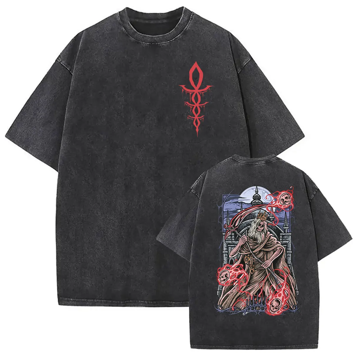 2026 Game Bloodborne Orphan of Kos Vintage Washed T Shirts Men's Fashion Gothic Oversized Short Sleeve T-shirt Unisex Streetwear