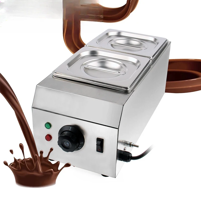 Electric Chocolate Cheese Melting Machine Heater Commercial Double Hot Pot Fountain Warmer Dipping Cylinder Melter 2 Lattices EU