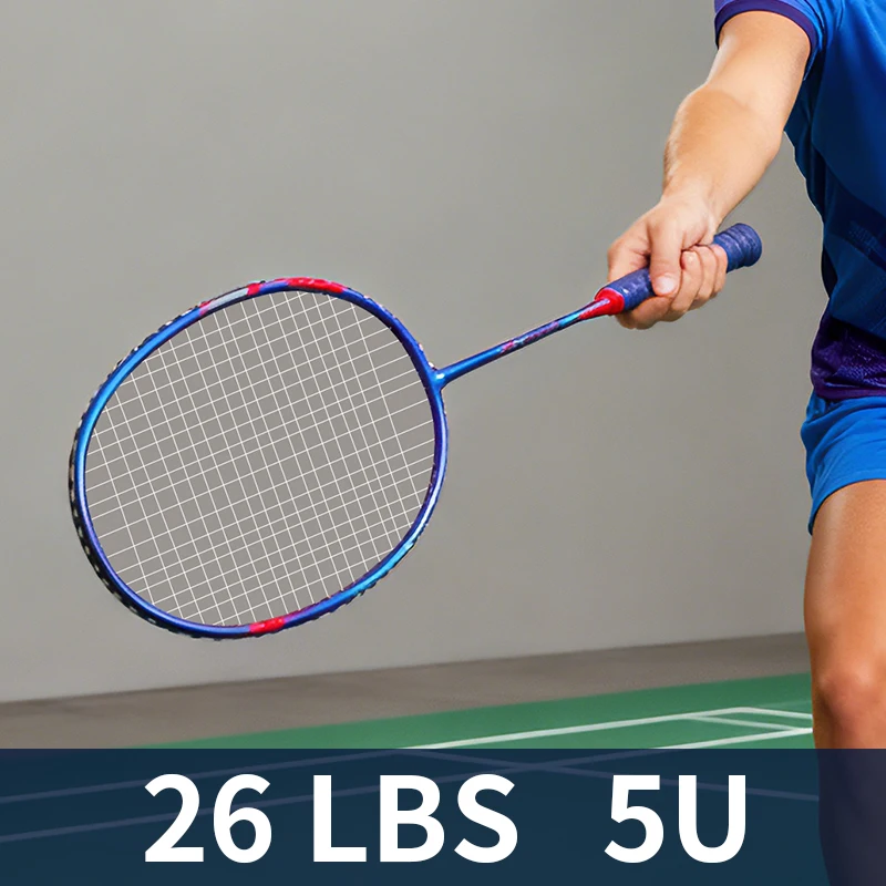 

5U/75g 26LBS Carbon badminton racket black Maximum 30LBS Attack smash high elasticity durable major advanced adult men women