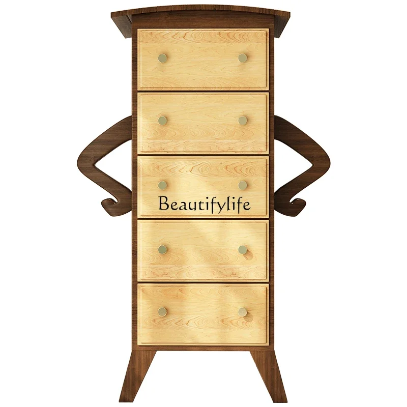 46Solid wood five-bucket fork waist robot porch locker retro creation cabinet