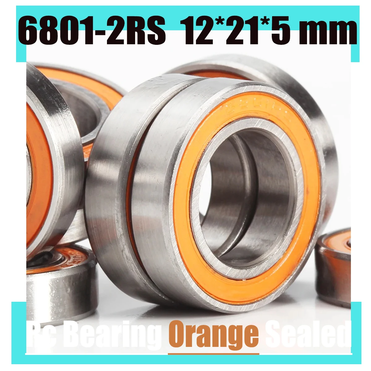 

10PCS 6801RS Bearing 12*21*5 mm Thin Section 6801-2RS Ball Bearings 61801 RS 6801 2RS With Orange Sealed L-2112DD