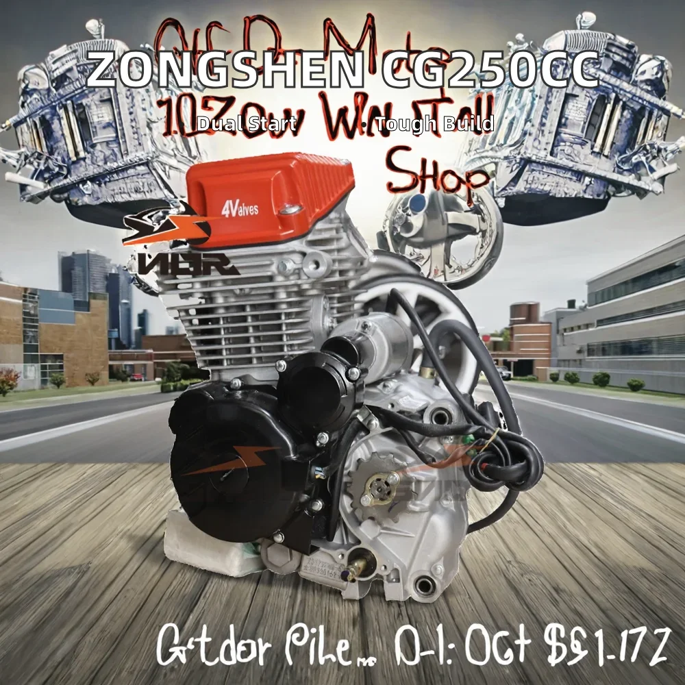 High Quality Zongshen 250cc 4-Stroke Single Cylinder New CG250cc Motorcycle Engine Tricycle Spare Parts CDI
