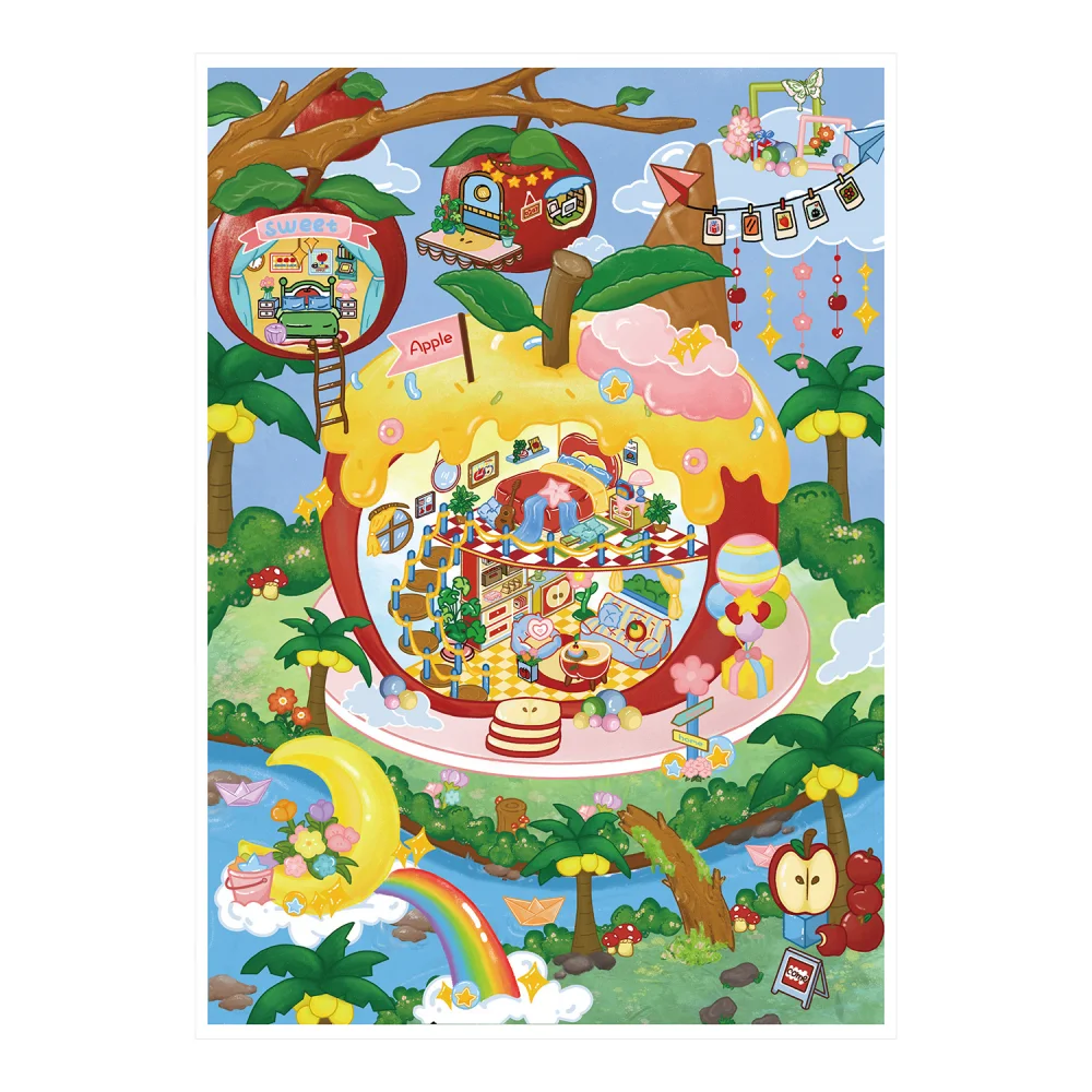 Card Lover 4 Pcs [Landscape Stickers 83.0 Cake Series] Scene Stickers 3D Miniature Scene Stickers Hand Account Stickers PET Kit