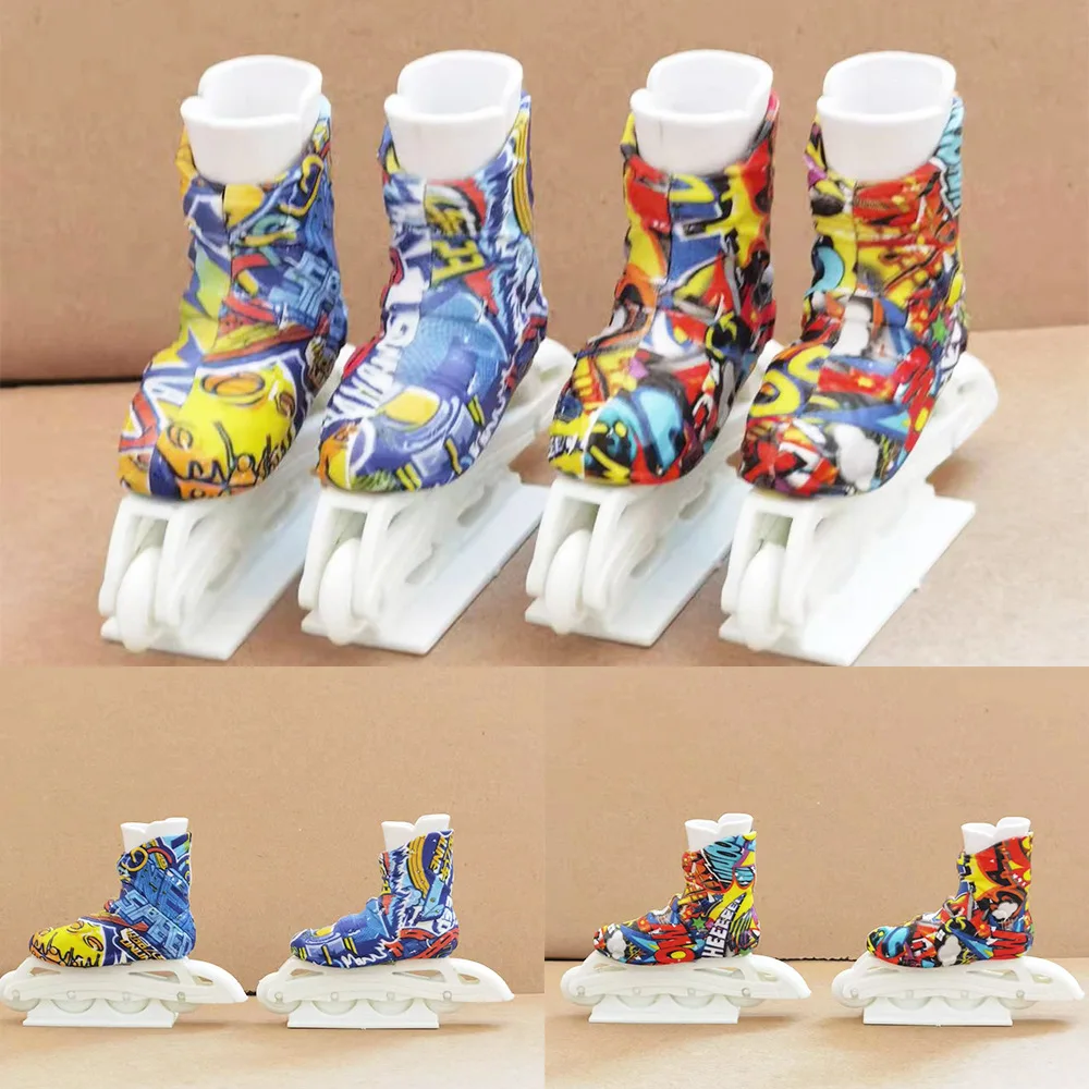 1 Pair Finger Shoe Cute Skate Board Scooter Doll Shoe Toy Fingerboarding Sneaker Mini Roller Skates Ice Skates