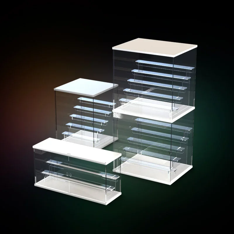 Transparent Acrylic Storage Box with 1-4 Clear Steps for Collections, Transparent Display Box With Door For Toys, Car Models