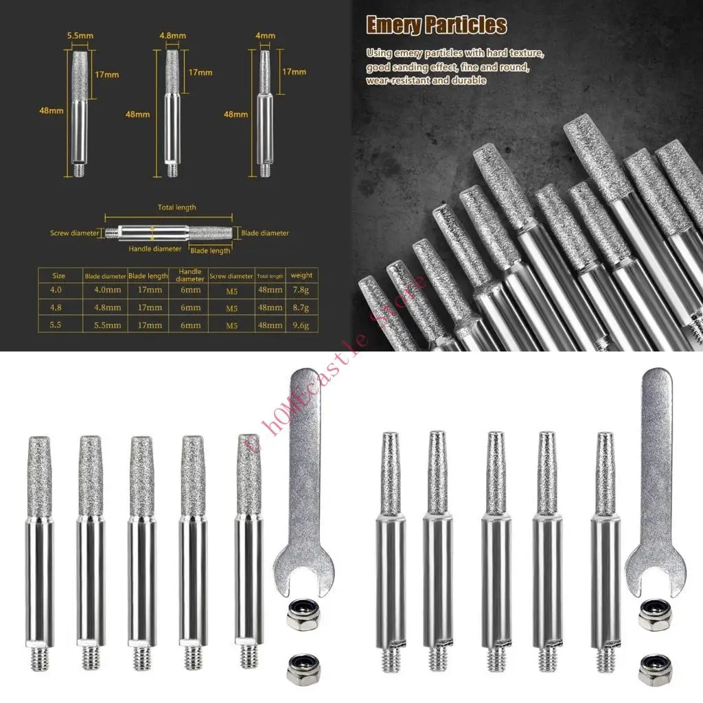

63HF 5pcs Chainsaw Sharpening Stone Chain Sharpener Grinding Tool with Wrench