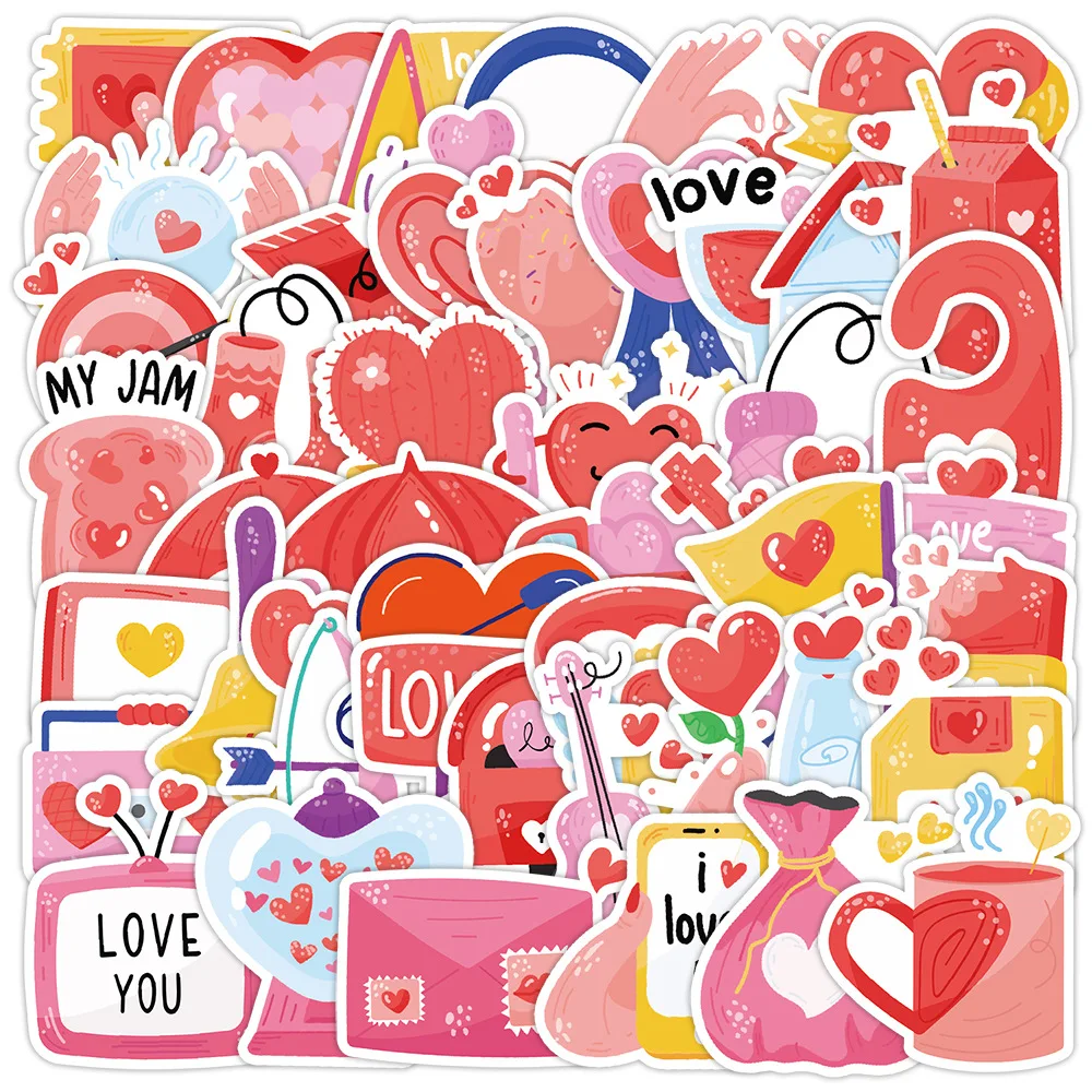 50/100PCS Valentine's Day Graffiti Stickers Creative Holiday Stickers for Water Bottles Computers Waterproof Decor Decals