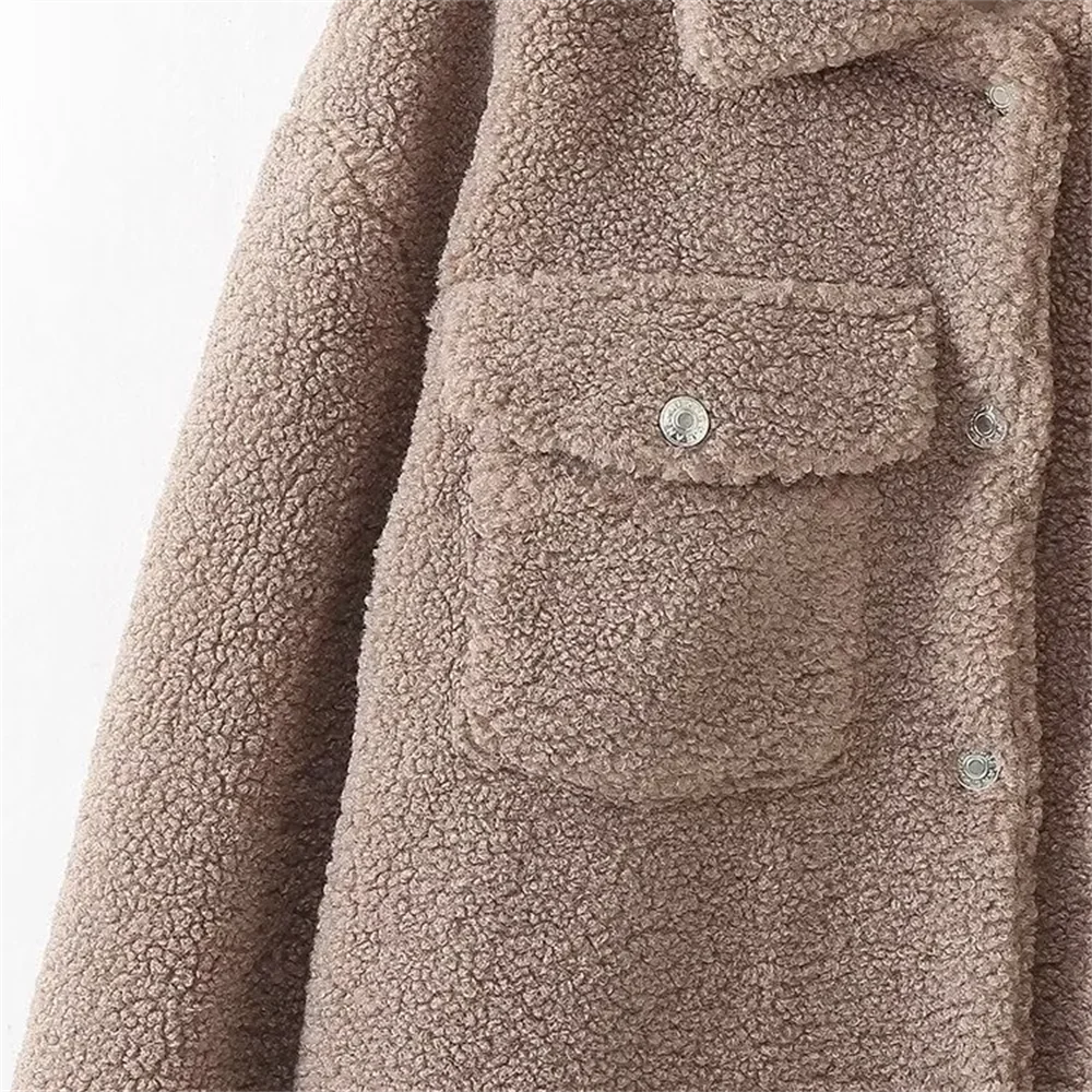 Ropa de invierno para mujer, chaqueta polar de una pieza con cuello grueso de piel, abrigo informal y versátil, novedad de 2024