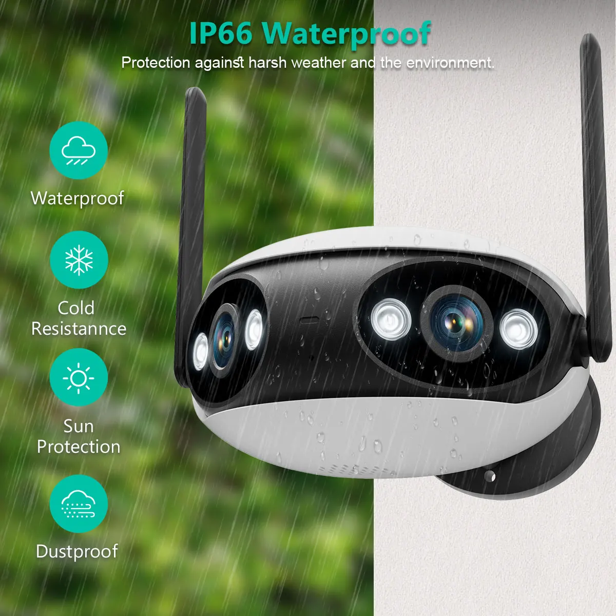 8MP 4K Dual Lens wide angle 180° Wifi IP Camera Outdoor Human Detect Ultra Wide View 4MP Color Night Vision Surveillance Camera