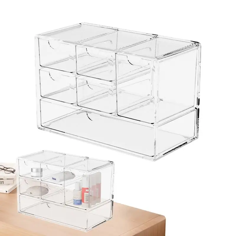 Drawer Storage Box Multifunctional Desktop Organizer Drawer Box Transparent Cosmetic Jewelry Stationery Storage Organizer