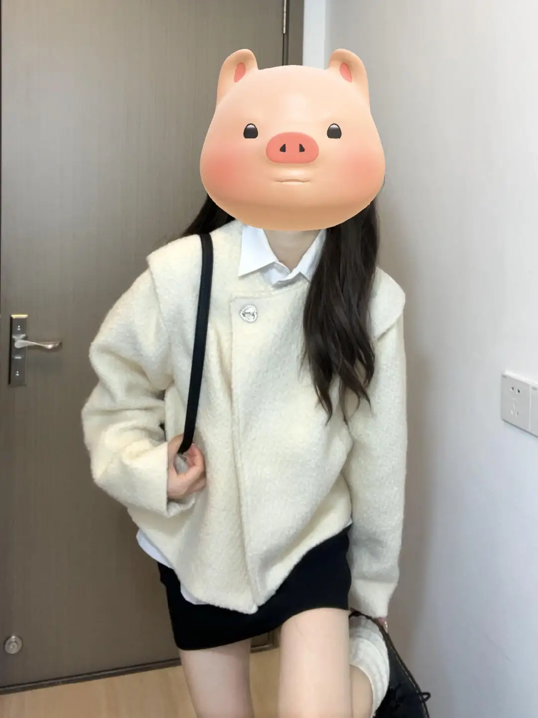 

Lamb Wool Jacket Long Women Distressed Sleeve Fit Worn Joint Dimension Aged Connection Measure Vintage Junction Size Retro Link