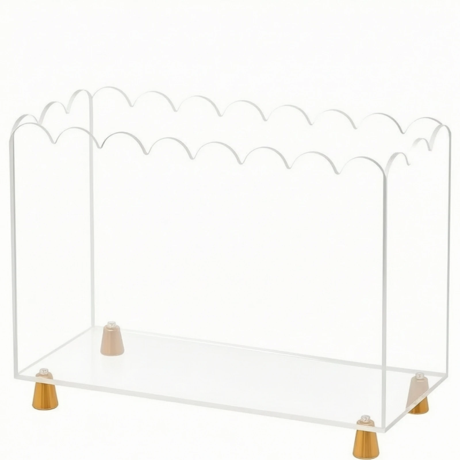 Clear Acrylic Display Box with Gold Feet Modern Acrylic Desktop Storage Box Display Case with Gold Risers Sturdy for Desk