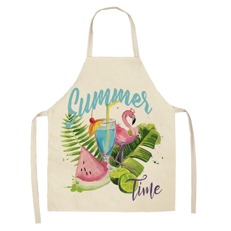 Creative Flamin Antifouling Kitchen Apron Cotton Linen Sleeveless man women Chef Cooking Aprons Kitchen accessories 68*55cm