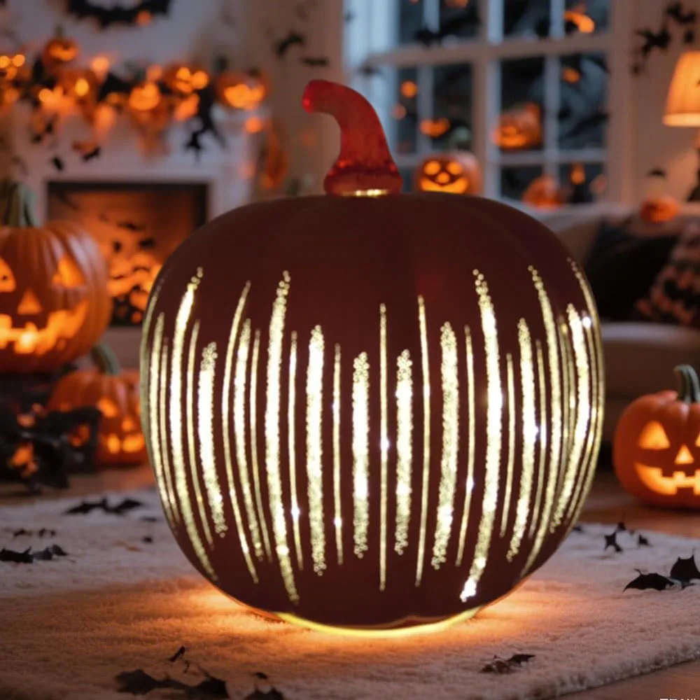 

Orange Glass Pumpkin Starry Sky Halloween Themed Decorations for Autumn Festivities