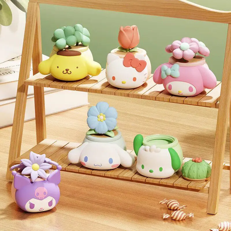 

Sanrio Potted Plant Series Ornament Blind Box Cute Cartoon Figure Hello Kitty My Melody Kuromi Desktop Decoration Surprise Gift