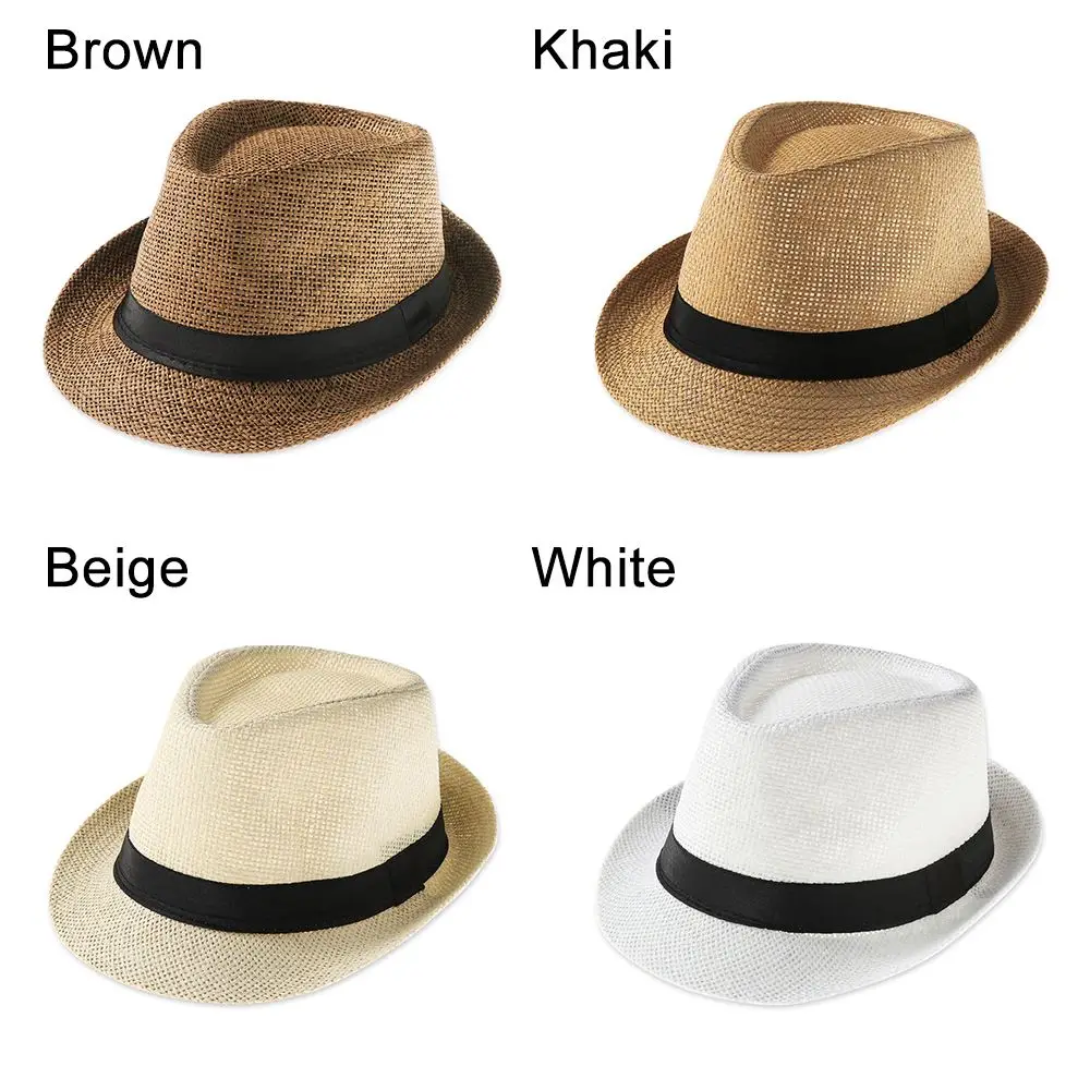 Modna czapka przeciwsłoneczna plażowa Unisex letnia z szerokim rondem słomkowa czapka Panama Casual Jazz kapelusz derby kowboj kapelusz Fedora